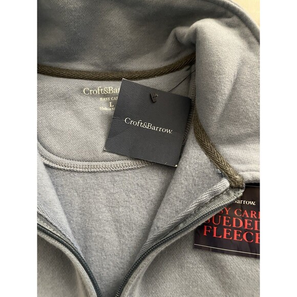 Croft & Barrow Men's L Blue 1/4 Zip Pullover Easy Care Sueded Fleece Size L NWT - Picture 5 of 12